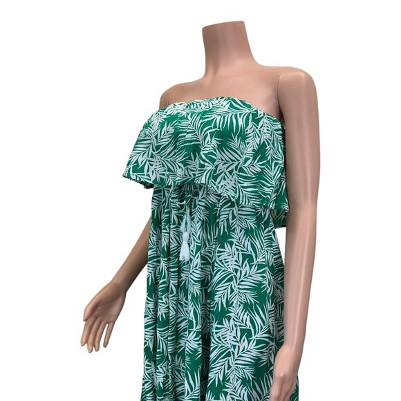 Japna Boho Tropical Strapless Maxi Sundress -Women SZ M -Tazzel Tie -Front Slits - Picture 10 of 14